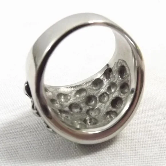 Plus Size Stainless Steel Human Skulls Statement Ring, Size 12.75 - Picture 5 of 10